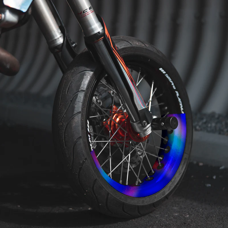 Holographic 50/50 Supermoto Wheel Graphics - 2 Color Wheel Wrap - Image 5