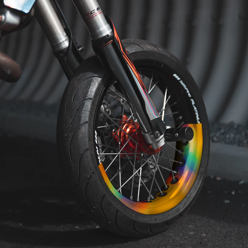 Holographic 50/50 Supermoto Wheel Graphics - 2 Color Wheel Wrap - Image 6