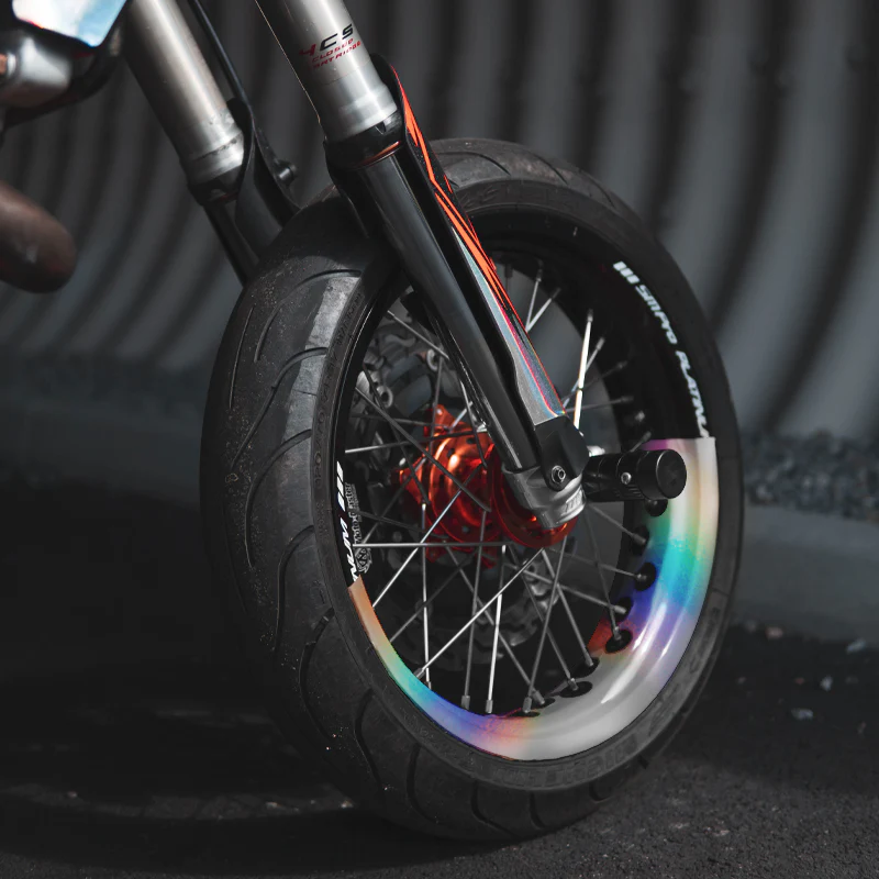 Holographic 50/50 Supermoto Wheel Graphics - 2 Color Wheel Wrap - Image 9